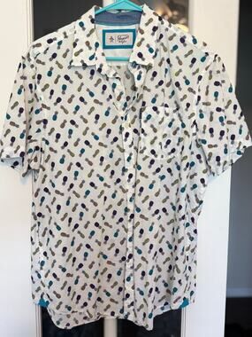 Original Penguin by Munsingwear Pineapple Print Button-Up Shirt Men’s Large